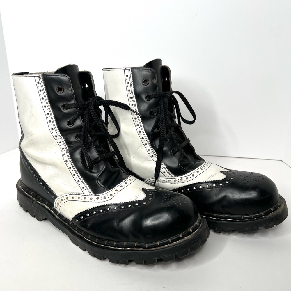 Vintage Gripfast Black & White 6 Eye Brogue Boots